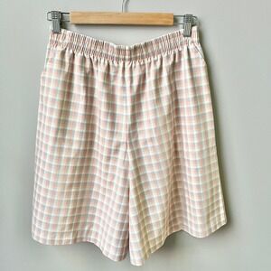 Vintage Pull On Shorts Women's 14 Plaid High Rise Relaxed 90s Coastal Preppy